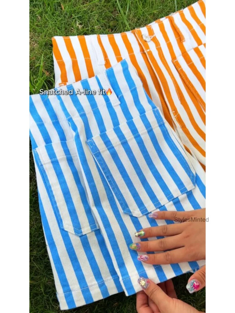High Waist Wide Leg Striped Denim Shorts with Pockets - Soft Breathable Summer